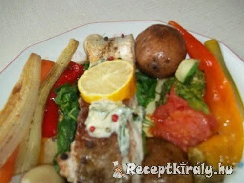 Grillezett lazac spenót ágyon recept
