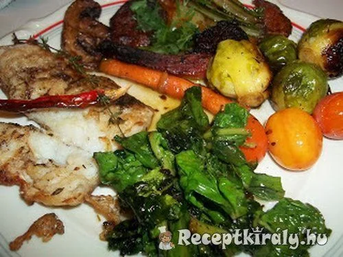 Grillezett pangasius édeskrumplival zöldségekkel recept