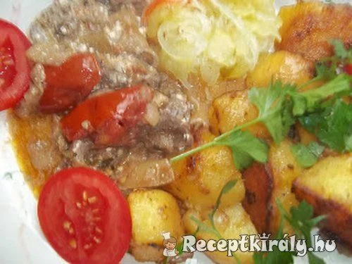 Kacsaszív pörkölt vörösborral hagymás krumplival recept