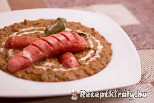 Lencsefőzelék sült virslivel recept