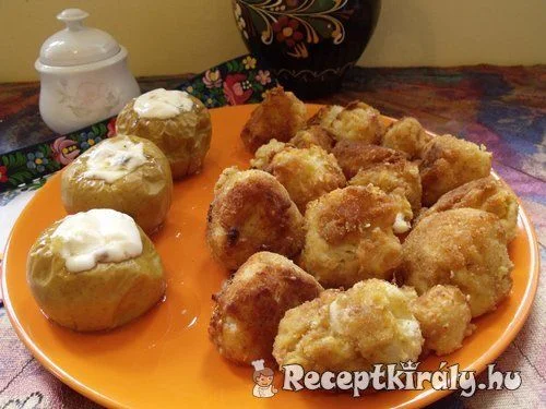 Rántott karfiol túrókrémes sült almával recept