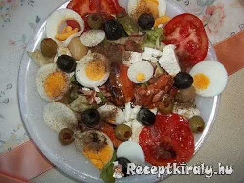 Saláta tojással szardinellával fetával recept