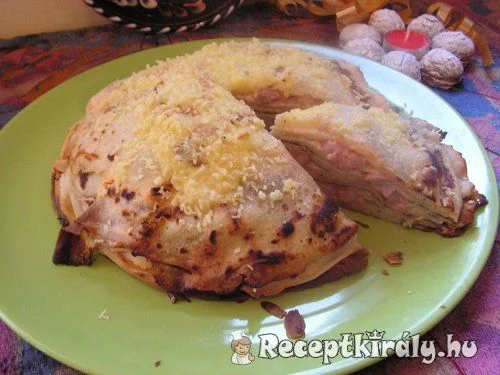Sonkás-sajtos rakott palacsinta recept