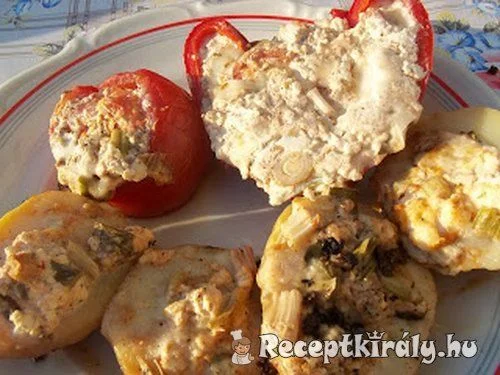 Túróval töltött paprika paradicsom krumpli recept