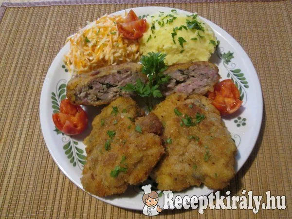 Darált húsos rántott szelet gombával