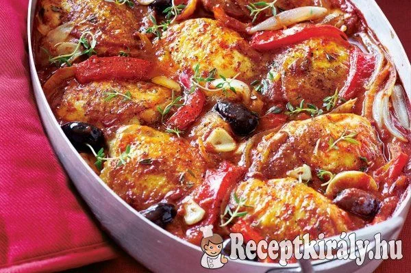 Mediterrán zöldséges csirkecombok recept