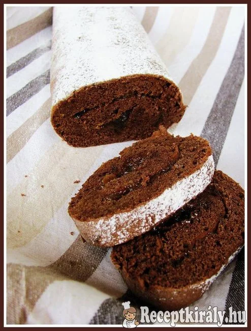 Kakaós piskótatekercs narancslekvárral recept