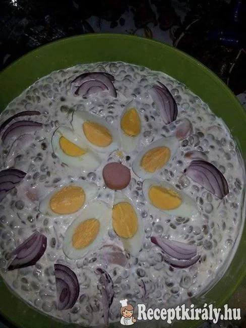 Lilahagymás lencsesaláta recept
