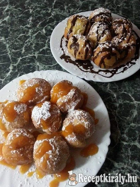 Túrófánk csokiöntettel és barackízzel recept