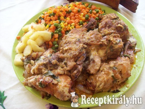 Medvehagymás sajtos csirkecomb mexikói körettel