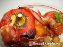 Baconba tekert töltött paprika és paradicsom krumplival – 2. kép