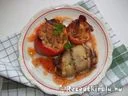 Baconba tekert túróval töltött paprika és paradicsom – 3. kép