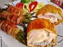 Mozzarellával baconnel töltött csirkemell baconos zöldbabbal – 3. kép