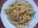 Szalonnás sonkás zöld pestos penne – 2. kép