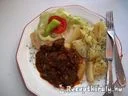 Vörösboros birkapörkölt sós krumplival – 1. kép