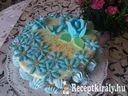 Gesztenye torta kék virággal – 1. kép