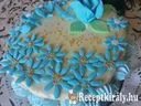Gesztenye torta kék virággal – 2. kép