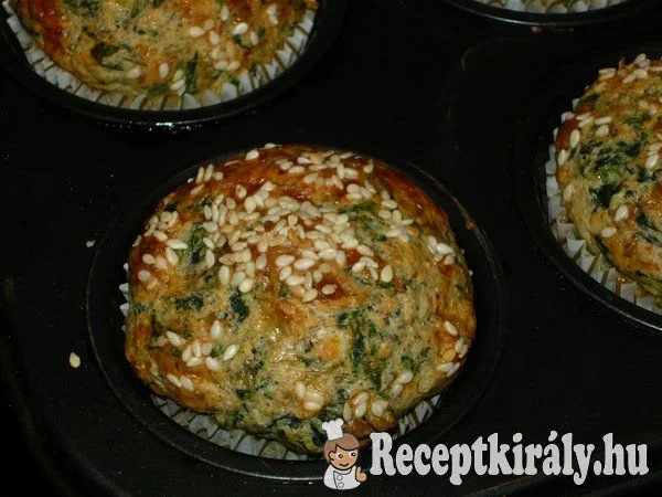 Spenótos, fetasajtos muffin