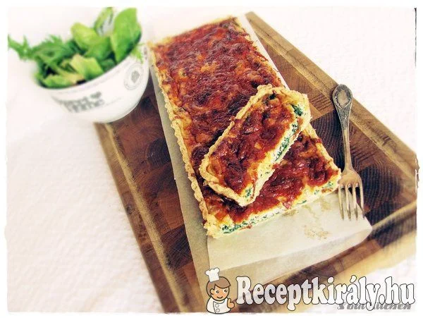 Spenótos, füstölt pisztrángos quiche recept