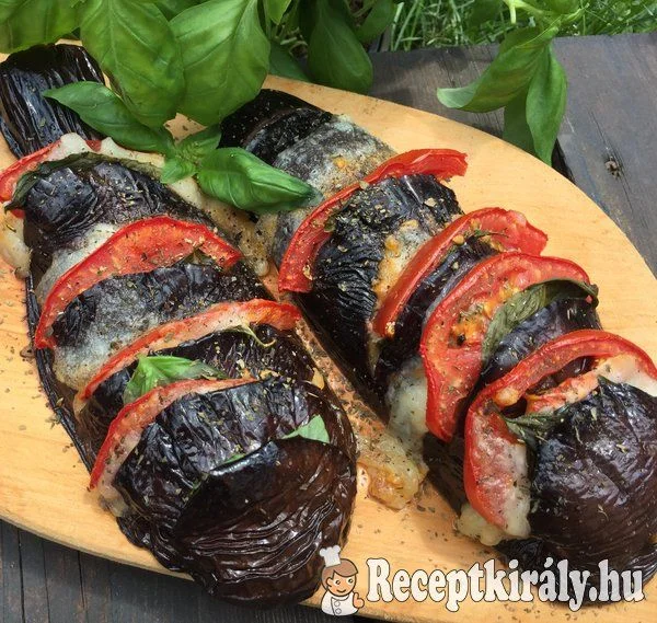 Sült padlizsán paradicsommal és bivalymozzarellával recept