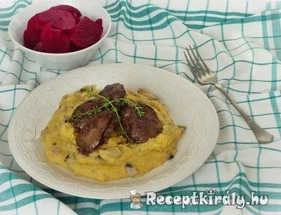 Csirkemáj gombás polentával – 3. kép