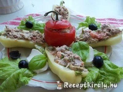 Kacsamájpástétommal töltött paprika és paradicsom mozzarellával – 4. kép