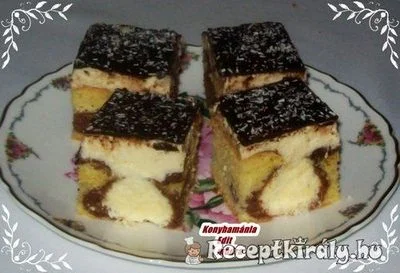Kókuszgolyós szelet krémmel és csokoládémázzal