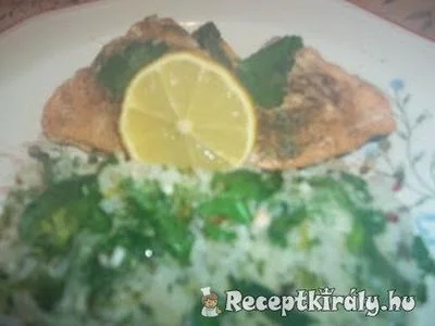 Sült lazac rizibizivel