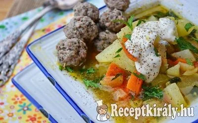 Karalábé leves tárkonyos húsgombóccal - paleo – 3. kép