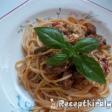Vörösboros zöldspárga és gomba ragu kolbásszal spagettivel