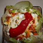 Chilis majonézes saláta sonkával tojással zöldségekkel 1