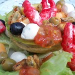 Sárgadinnye saláta babyrákollóval paradicsomos kagylóval mozzarellával vodkával 1