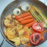 Sült kolbászkák krumplival zöldségekkel 1