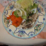 Sült tengeri sügér sütőtökkel és fejes salátával 2