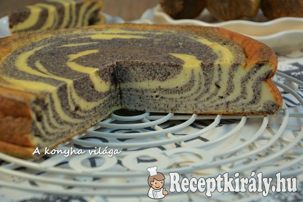 Túrós mákos zebra torta